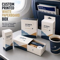 Boîte en carton blanc SBS 16pt imprimée offset pour café de spécialité, coffret d'accueil pour compagnies aériennes, emballage en carton fin