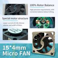 Mini ventilateur de refroidissement 15x15x4mm 5V DC, 20000 tr/min, ventilateur axial sans balais, souffleur turbo pour boîtier d'ordinateur, radiateur CPU et imprimante 3D