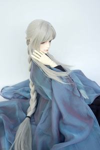 Antiguo estilo hermoso hombre largo <span class=keywords><strong>cabello</strong></span> gris plata sintético pelucas adecuado <span class=keywords><strong>para</strong></span> 1/3BJD muñeca circunferencia de la cabeza es de unos 23 cm - Product Image 5