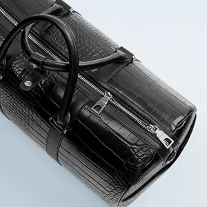 Waterproof travel bag Custom logo black crocodile pu leather travel bags outdoor bowling duffle luggage bags for men