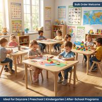 Bureau d'étude réglable en hauteur EMA Montessori, mobilier pour la maternelle, la garderie, les crèches, table en bois pour enfants, tout-petits, école maternelle