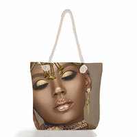 Sac Cabas Classique et Polyvalent Grande Capacité pour Femme, Imprimé Fille Noire Tressée à la Mode, Style Élégant et Éco-Responsable