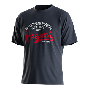 T-shirt imprimé rétro pour homme, couleur unie, équipement de fan BJJ MMA, logo 3D personnalisé en relief - Product Image 2