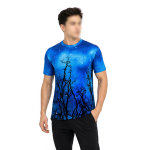 T-shirts pour hommes à manches courtes, col rond, avec logo personnalisé imprimé par sublimation, séchage rapide, respirant - Product Image 1