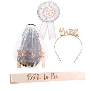 Bachelor Party <strong>Bride</strong> <strong>to</strong> <strong>Be</strong> Set Rose Gold Bridal Veil <strong>Headband</strong> Shoulder Strap Sticker Four-piece Set - Product Image 3