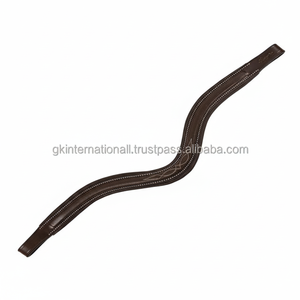 สายหนังวัวสีดำแต่งตะเข็บทรงโค้งสี่เหลี่ยม,สายหนังวัวแบบฟูลเกรนนูนแต่งตะเข็บแฟนซีทรงโค้งสำหรับม้าในหนังวัวสีดำและน้ำตาล - Product Image 1