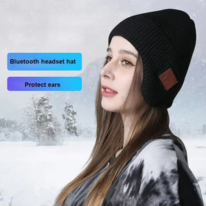 Casque sans fil <span class=keywords><strong>Bluetooth</strong></span> 5.0, <span class=keywords><strong>bonnet</strong></span> en velours tricoté d'hiver, casque <span class=keywords><strong>avec</strong></span> microphone, haut-parleur, musique mains libres, MP3, <span class=keywords><strong>bonnet</strong></span> intelligent chaud magique - Product Image 5