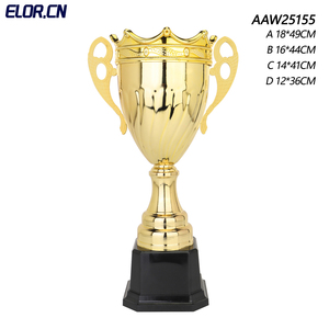 Trofeo de metal de corona imperial chapado en oro modelo popular al por mayor de fábrica Elor con base de plástico ABCD opciones de diferentes tamaños - Product Image 2