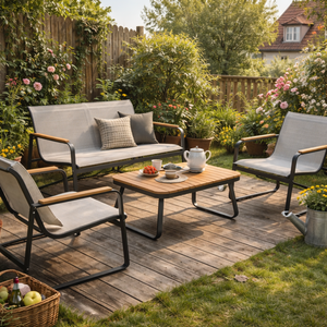 Ensemble <span class=keywords><strong>de</strong></span> canapés d'extérieur modernes <span class=keywords><strong>4</strong></span> pièces, mobilier <span class=keywords><strong>de</strong></span> jardin pour <span class=keywords><strong>balcon</strong></span> et terrasse, marché européen - Product Image 1