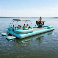 Plateforme flottante gonflable personnalisée pour fêtes aquatiques avec taureau mécanique, utilisation commerciale intérieure/extérieure