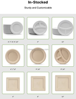 100% assiettes rondes robustes compostables de 9 10 pouces assiettes en papier de canne à sucre jetables écologiques à 3 compartiments