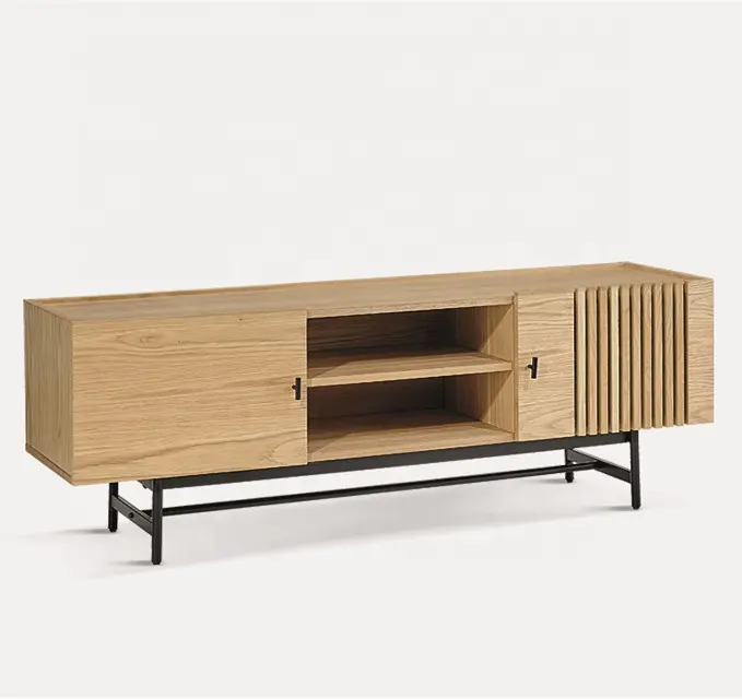 New design TV unit with MDF and oak hot sale wooden TV stand wholesale TV cabinet for living room furniture