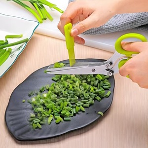 Tijeras de acero inoxidable de cinco capas para cebollino, tijeras para láminas de tofu y algas marinas, tijeras para cilantro, tijeras para picar alimentos para bebés - Product Image 2