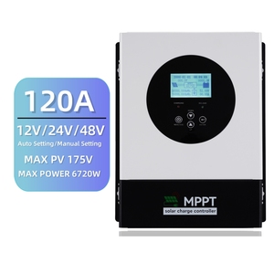 Contrôleur de charge solaire MPPT 12V 24V 48V 120A avec fonction de contrôleur d'éclairage, puissance maximale de 6720W, compatible avec les batteries au plomb-acide/<span class=keywords><strong>lithium</strong></span> - Product Image 1