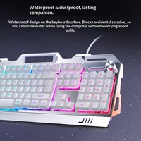 Silver Carving V2G5 Headset Mouse Keyboard Logam Ergonomis dengan Lampu Latar Set Tiga Bagian Aksesori Komputer Gaming Berkabel USB