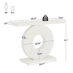 Table <span class=keywords><strong>console</strong></span> moderne <span class=keywords><strong>convertible</strong></span> avec base géométrique 100 cm en bois d'ingénierie, pour salon, entrée ou table de canapé, étroite et longue - Product Image 6