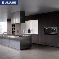 Allure Ensemble d'armoires de cuisine intelligentes en acier inoxydable Mode industrielle Style Armoires de cuisine de luxe au design moderne vente en gros