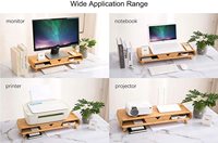Support de moniteur en bambou 2 niveaux Riser Fournitures de bureau Accessoires de rangement de bureau Bureau Bureau et ordinateur portable