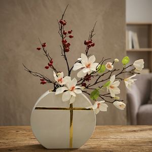 Vase à fleurs moderne en métal, centre de table décoratif géométrique, accent de décoration intérieure pour salon, salle à manger, bureau - Product Image 2