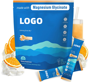 Mezcla de Bebida Calmante con Glicinato de Magnesio, 20 Sobres, Sabor Crema de Naranja, 0g de Azúcar - Product Image 1