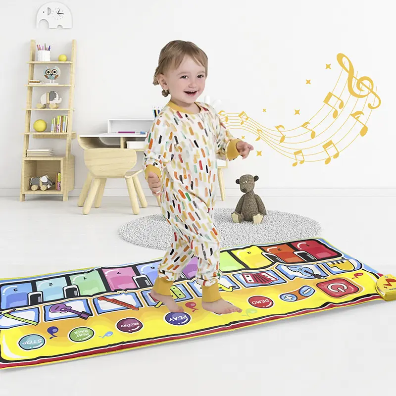 Tapis de Piano Musical 148x80cm pour enfants et tout-petits, clavier avec 8 instruments, sons, 17 échelles, jouets éducatifs, cadeaux de noël