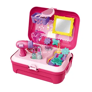 女孩化妆品背包盒塑料梳子镜子美容小饰品化妆包化妆玩具