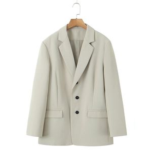 Conjunto de Traje para Mujer Talla Grande Runqi, Blazer Beige Champán con Vestido Floral, Cuello en V, Corte Holgado, Estilo Casual N8558 - Product Image 3