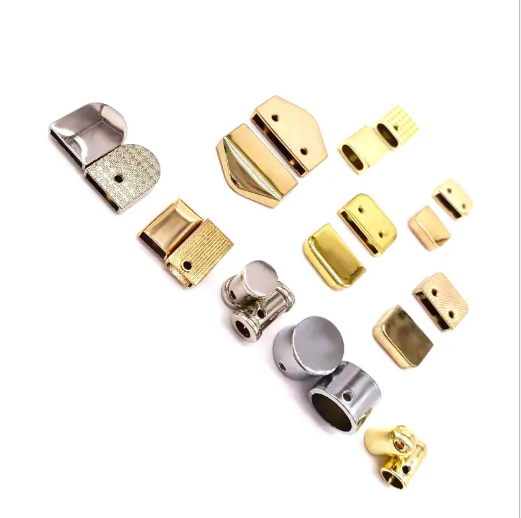 Wholesale Custom Zip End Stopper Brass Rose Gold Rainbow Metal Strap Zipper End Tail Clip For Handbag