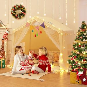 Tente de jeu pour enfants en polyester épais avec tubes en bois, grande tente château de princesse, tente de jeu d'intérieur pour enfants, idéale pour les pyjama-party - Vente en gros - Product Image 3