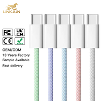 Kabel Pengisian Cepat 60W USB-C USB-C TPE/PVC Nylon Braided 3A/5A Sinkronisasi Data 2m Konektor Berlapis Nikel untuk iPhone 15/16 iPad MacBook