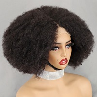 Afro Kinky Curly Echthaar-Perücke 4x4 Lace Closure Bob-Perücken 300% Dichte Natürlicher Haaransatz Kurze Lockige Perücken für Schwarze Frauen