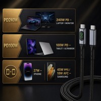 Cable USB4 PD de 240W con Pantalla LED, 8K/60Hz, 40Gbps, Aleación de Aluminio Trenzada, Compatible con Thunderbolt 3/4 para Laptop, Monitor, VR