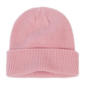 Gorro de Punto Azul, Gorro de Invierno Unisex, Gorra Ajustada de Color Sólido con Logotipo Bordado, 56-58CM, Material Acrílico, Estilo Casual - Product Image 1