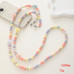 Di alta qualità Candy-Color cuore con <span class=keywords><strong>perline</strong></span> a tracolla cinturino per telefono con perla lunga catena per telefono con fiocco - Product Image 4