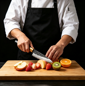 Japanese Mini Chef <b>Knife</b> Hand Hammered Damascus Steel <b>Kitchen</b> <b>Knife</b> Premium Ebony Wood Handle Ultra‑Sharp Utility <b>Knife</b> - Product Image 3