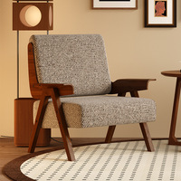 Fauteuil individuel rétro de style français, chaise de salon de la mi-siècle avec dossier et espace de rangement, mobilier de maison en bois massif