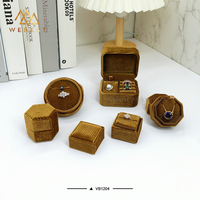 Webest boîte à bagues personnalisée ensemble de velours boîte à bijoux boîte à bijoux velours brun