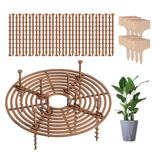 Ensemble <span class=keywords><strong>de</strong></span> 4 protections <span class=keywords><strong>de</strong></span> pots <span class=keywords><strong>de</strong></span> fleurs anti-basculement pour intérieur et extérieur, avec 8 étiquettes <span class=keywords><strong>de</strong></span> plantes en bois - Product Image 1