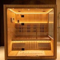 Wetterfeste Outdoor-Sauna mit Kanadischer Rotzeder und Schwarzem Schindeldach mit Großem Panorama-Glasfenster