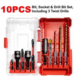 Kezhide <b>Bit</b> Socket <b>Drill</b> <b>Bit</b> Set 10Pcs With 3 Twist <b>Drills</b> For Metal Drilling - Product Image 1