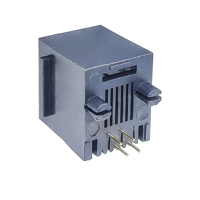 Connecteur de câble réseau RJ11 femelle 6P4C, tête en cristal entièrement en plastique PBT gris, entrée latérale, plaqué or, montage sur circuit imprimé