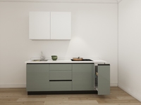 Armoires de cuisine modulaires sans poignées SANTOPOVA, couleur personnalisée, finition brillante, avec évier, design moderne respectueux de l'environnement
