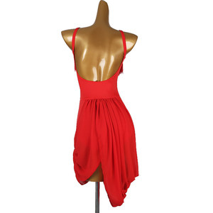 Nouvelle Robe de Danse Latine 2026 LQ467 en Soie Rouge pour Entraînement, Compétition et Spectacle, Modèle à Franges - Product Image 3
