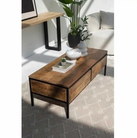Table basse en bois de manguier massif fabriquée à la main avec deux tiroirs Design esthétique pour salon chambre ou hôtel Durable Unique
