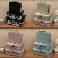 Ensemble de 3 valises européennes imprimées (personnalisation acceptée) avec boîte à fleurs, boîte cadeau à main et boîte d'emballage cadeau