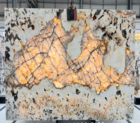 Paiastone Exotic White Patagonia Quartzite Led Rétro-éclairage Lumière Translucide Intérieur Mur & Sol Design Tops Dalle de Marbre