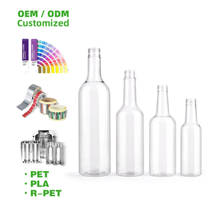 Logo in ấn 50ml <span class=keywords><strong>Mini</strong></span> nhựa chai rượu vang 150ml 250ml 750ml bán buôn nhựa dùng một lần rượu vang rượu chai rum Chai PET - Product Image 2