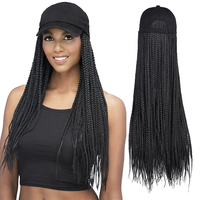 Peluca Julianna Larga de 24 Pulgadas con Trenzas Box Braids de Fibra Sintética Arcoíris Resistente al Calor, 180% de Densidad, con Gorra de Béisbol Transparente
