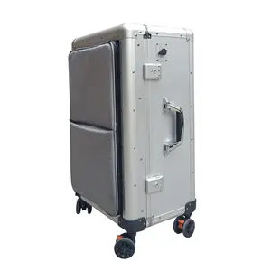 Alüminyum çubuk ön açılış bavullar dayanıklı seyahat çantası Spinner hafif fermuar bagaj setleri