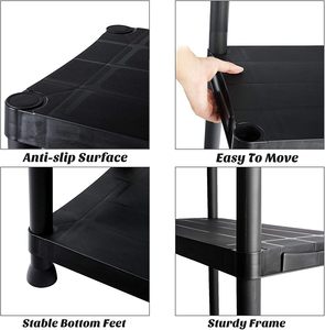 4 Tier Heavy Duty Black <strong>Plastic</strong> Garage Storage <strong>Shelving</strong> Shelves <strong>Shed</strong> Shelf Unit Home Office Pantry Workshop Racking - Product Image 4